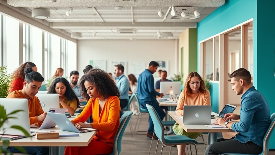 Diverse professionals collaborating in a vibrant office, enhancing employee engagement.