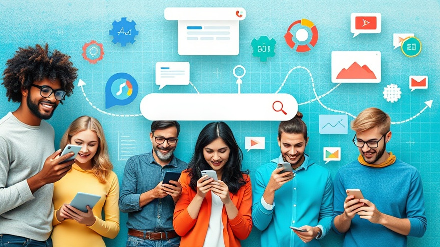 Diverse individuals exploring AI search engines, showcasing sustainable search innovation.