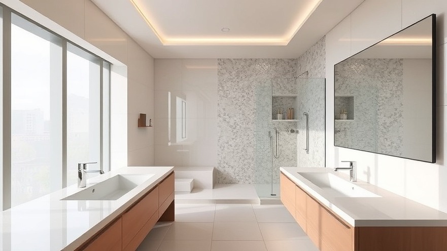 Luxurious bathroom with dual sinks and modern plumbing upgrades for home efficiency.