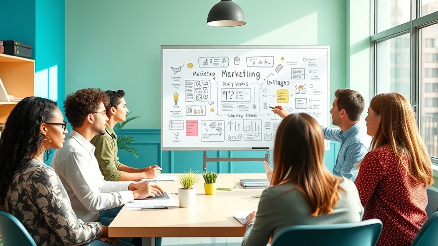 Diverse team brainstorming recession-proof marketing strategies in a vibrant office.