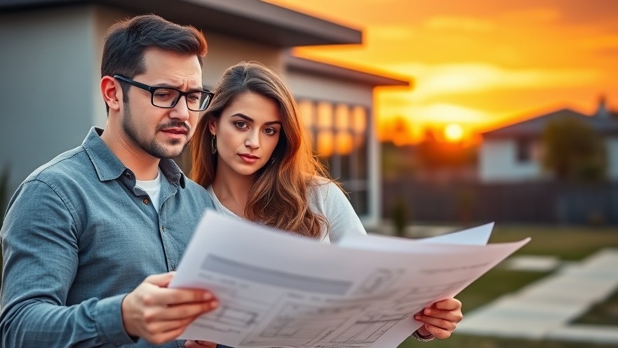 Couple reviewing blueprints to avoid real estate scams while buying a home.