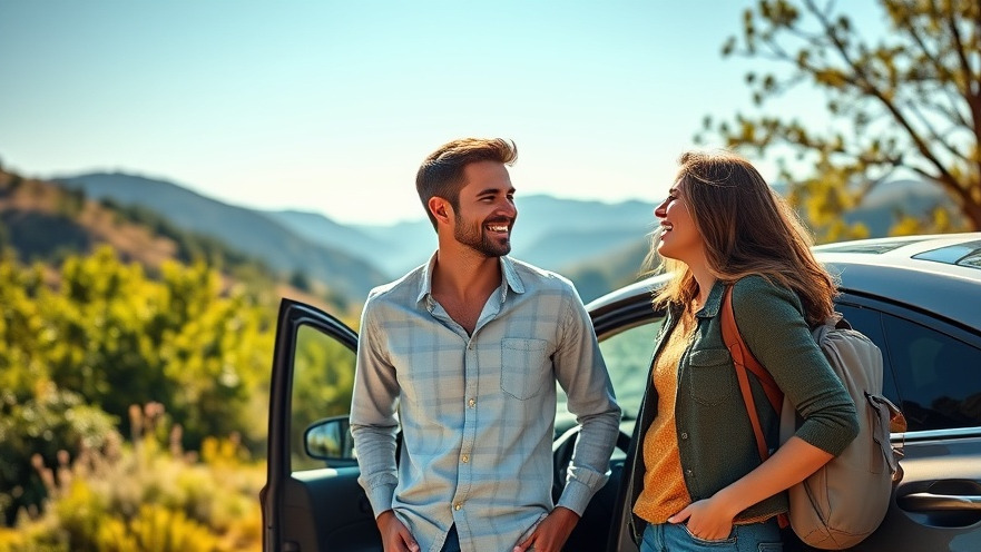 Cheerful couple by their economical car, highlighting car ownership costs in Maryland.