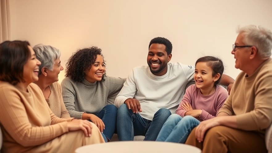 Family gathering showcasing emotional support and resilience strategies in a cozy living room.