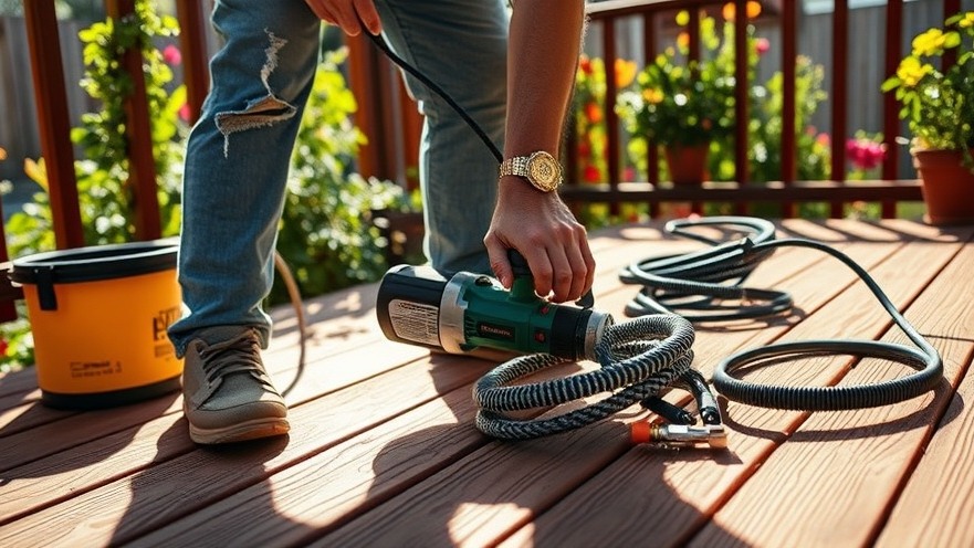 Diligent individual maintaining wooden deck, showcasing home upkeep tips.