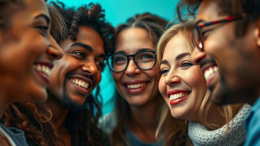 Diverse group expressing emotions, enhancing brand communication and audience engagement.