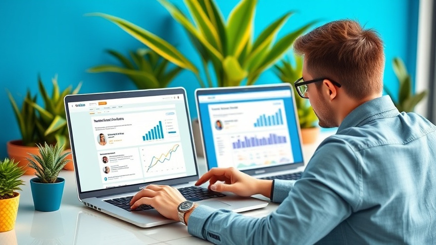 Professional analyzing LinkedIn analytics with graphs, enhancing social media strategy.