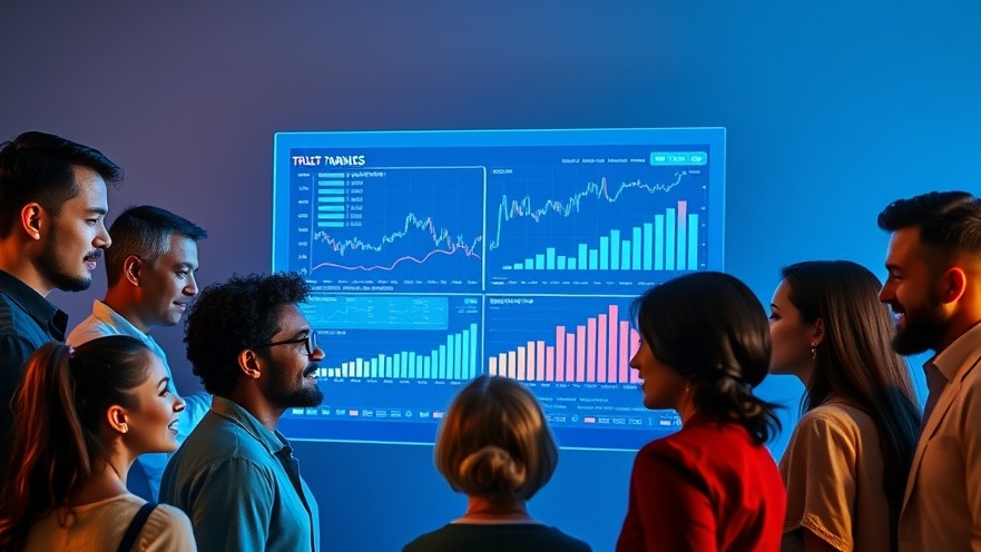 Diverse individuals around a screen show emotions about the MAGA financial impact and economic strategies.