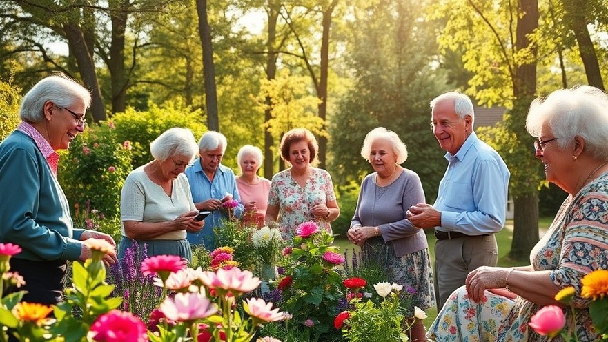 Retirement happiness thrives as diverse retirees engage in a Maryland community garden.