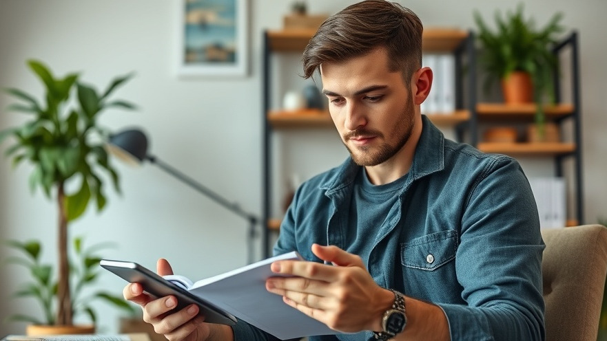 Focused young man multitasking in a modern home office, enhancing management skills online.