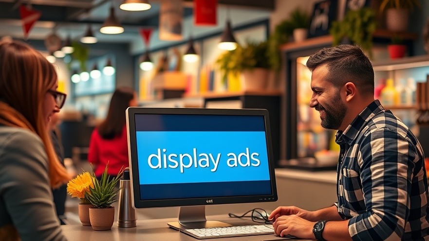 Local business showcasing digital advertising with engaging display ads on the computer.