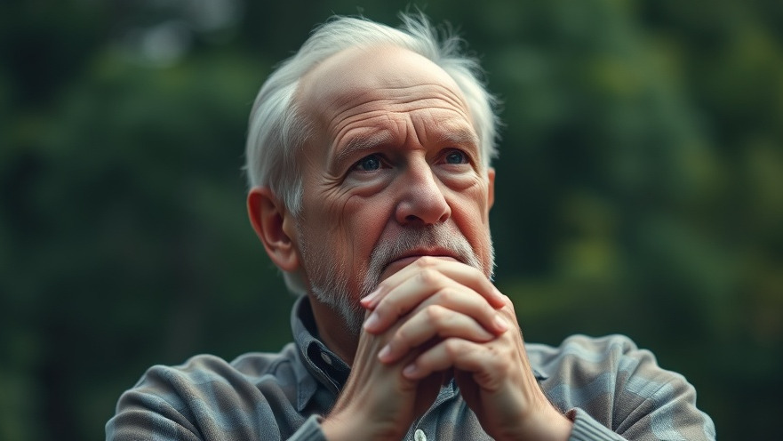 Thoughtful elderly man in a calming Maryland retirement community, focusing on financial planning for retirement.