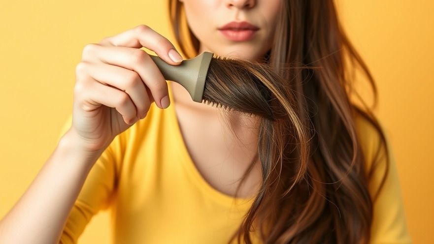 Woman concerned about hair health, showing hair loss while holding a brush.