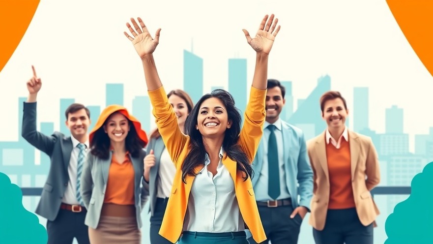 Diverse professionals celebrating success, symbolizing employment trends and economic growth.
