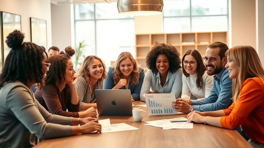 Diverse group discussing money management tips in a bright workspace.