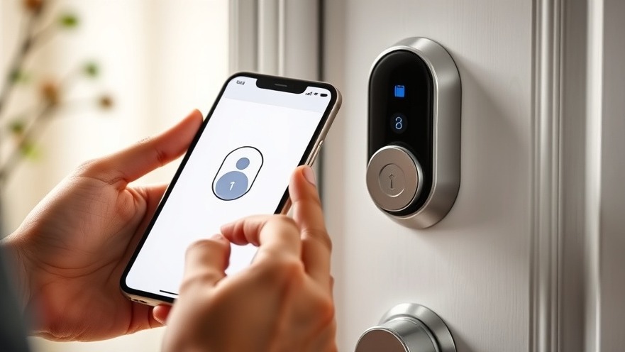 Close-up of smart home technology: a user controlling a sleek smart lock app.