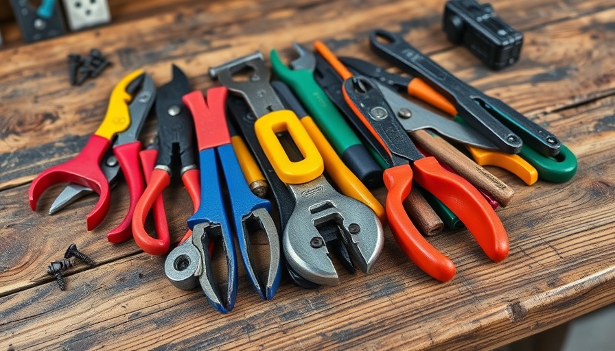 Unexpected home issues toolkit on a rustic workbench.