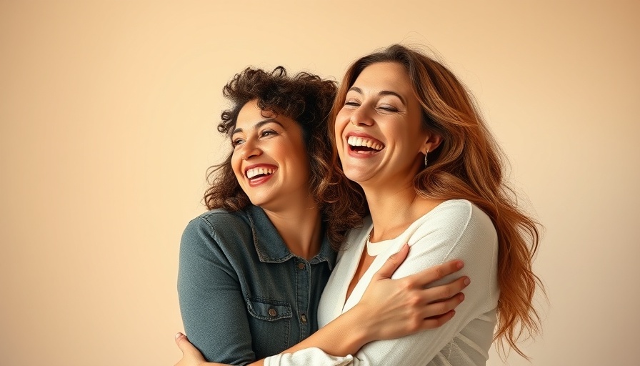 Two women embracing happily, techniques to delay biological aging inspiration.