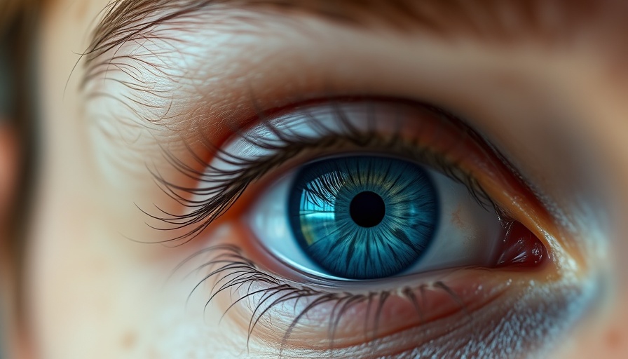 Close-up of a blue-eyed individual highlighting genetic features.