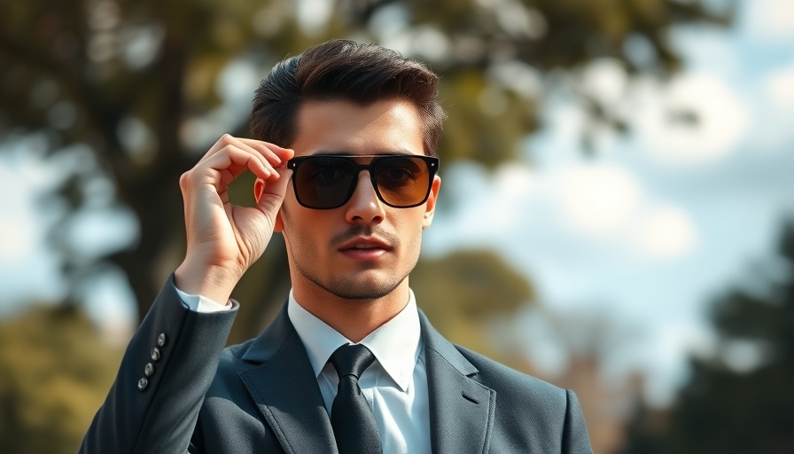 Confident man adjusting sunglasses in a suit outdoors; Tips for Looking Fresh and Tidy.