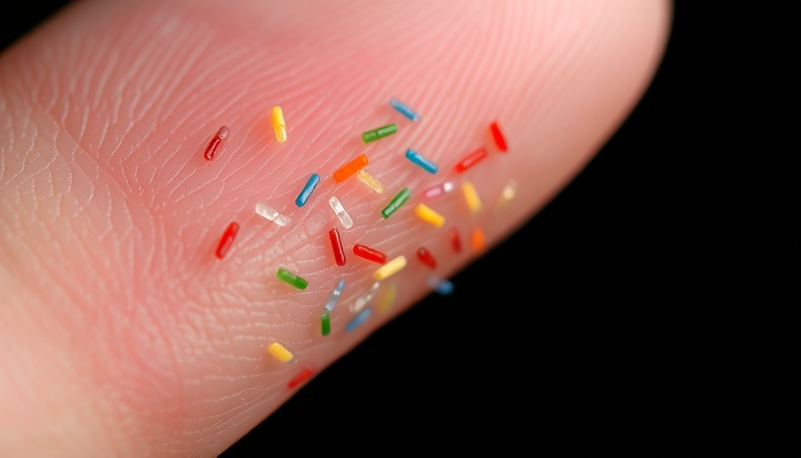 Macro view of microplastics on fingertip, highlighting plastic use and dementia risk