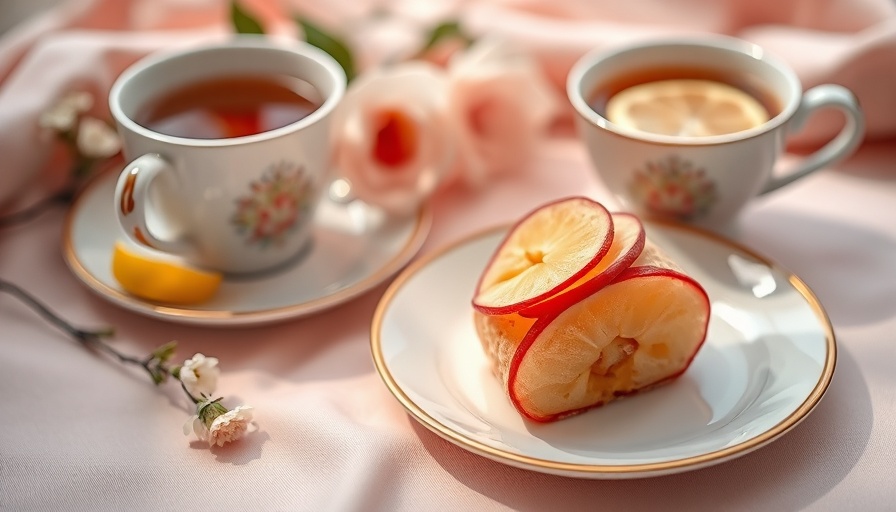 Elegant apple dessert with tea in a soft setting