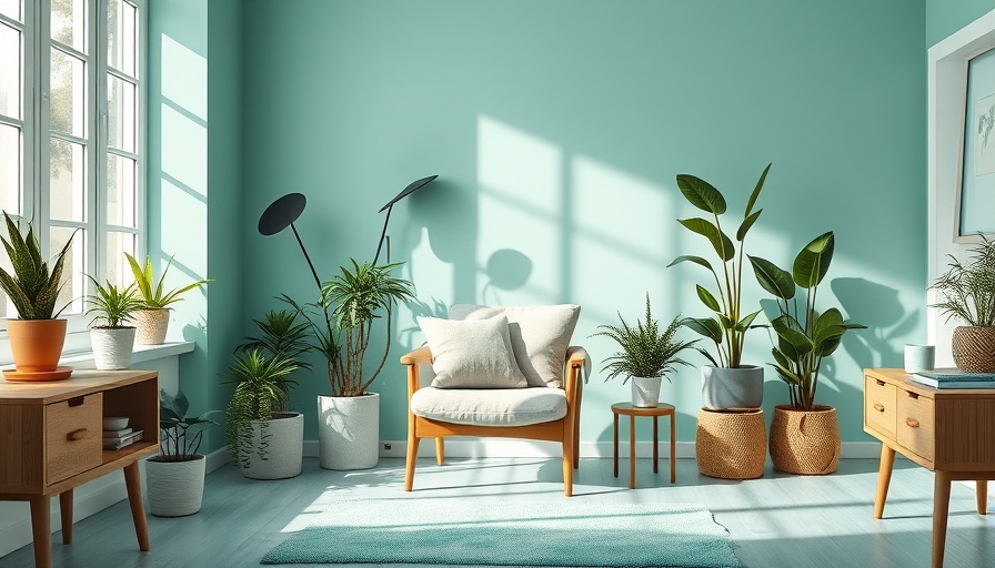Teal living room highlighting impact of paint colors on home health.