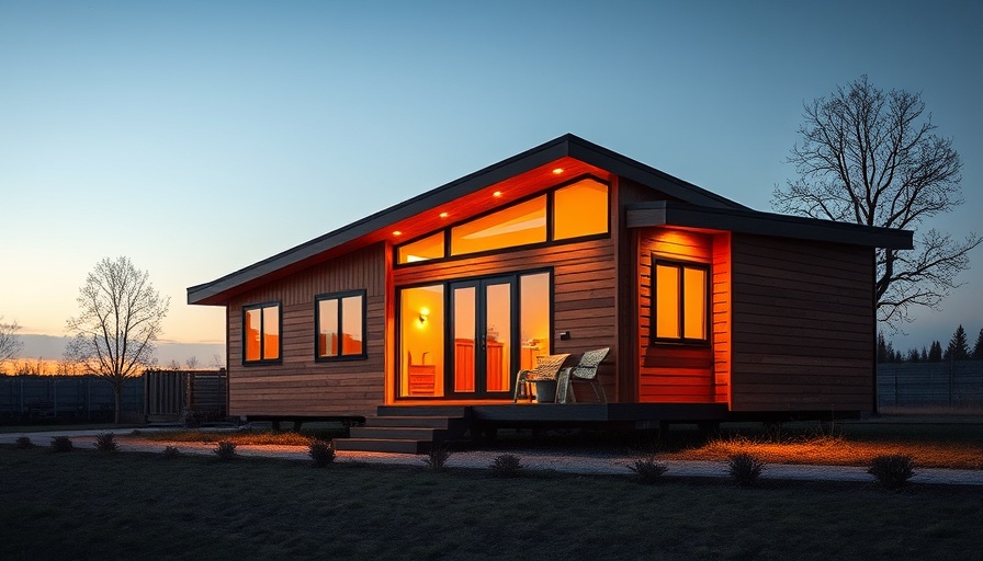 Modern relocatable home with warm lighting, health and wellness.