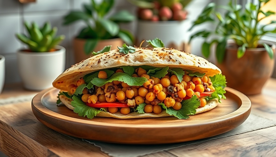 Chickpea flatbread sandwiches with arugula and pomegranate.