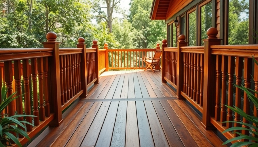 Beautifully restored deck surrounded by greenery for deck restoration.