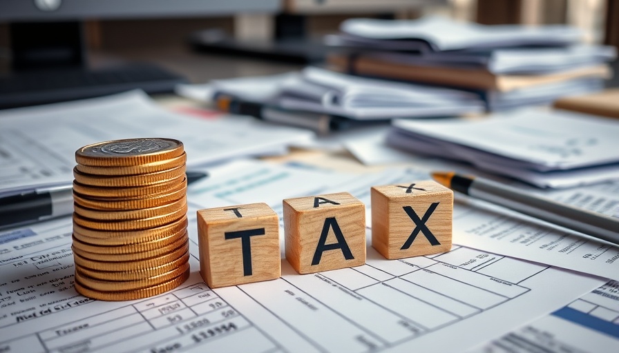 Tax planning documents with coins and TAX letters.