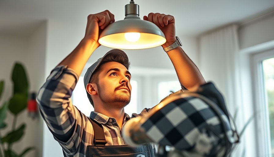 Residential electrician in Maryland adjusting a light fixture.
