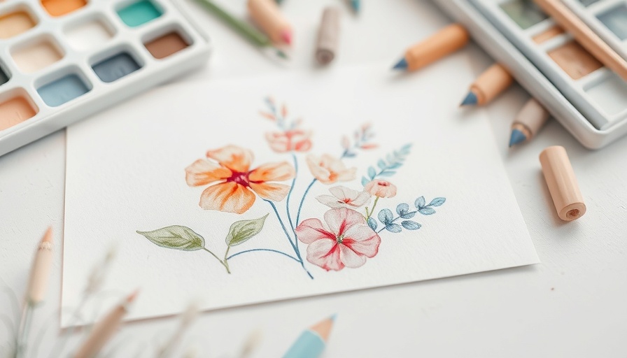 Spring color palettes with watercolor pastels on a white table.