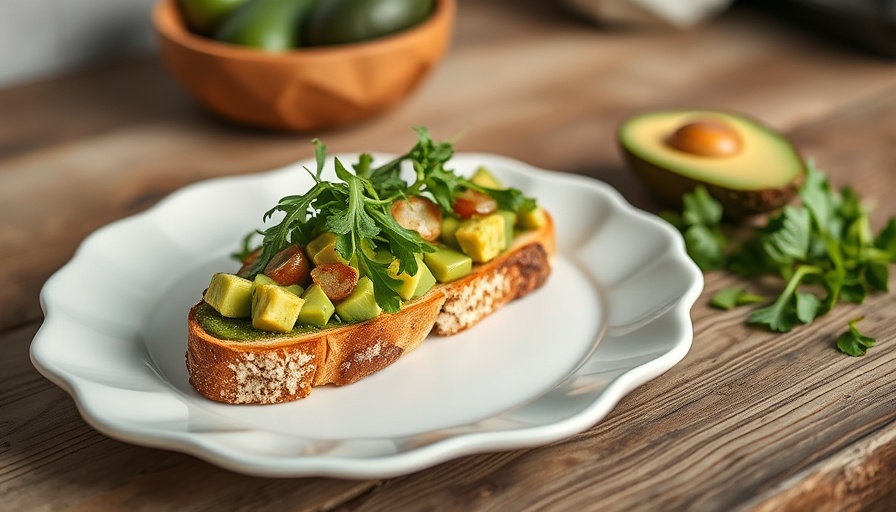 Avocado toast recipe with micro arugula on white plate.