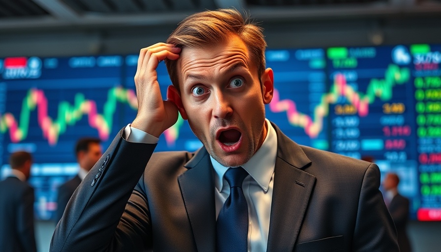 Shocked businessman witnessing stock dip, buying the dip concept.