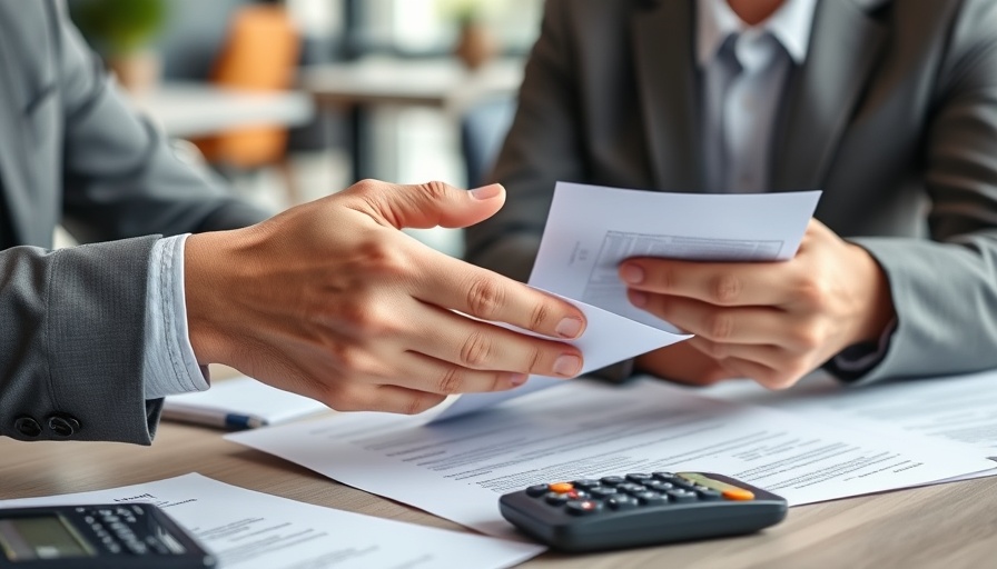 Hands exchanging insurance documents in office, comprehensive insurance plan for small business