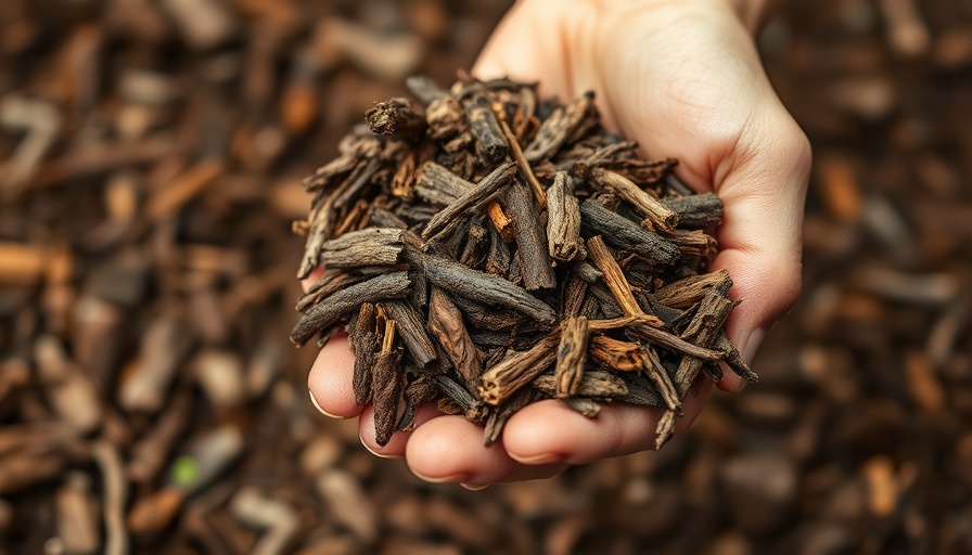 Close-up of mulch in hand emphasizing gardening benefits