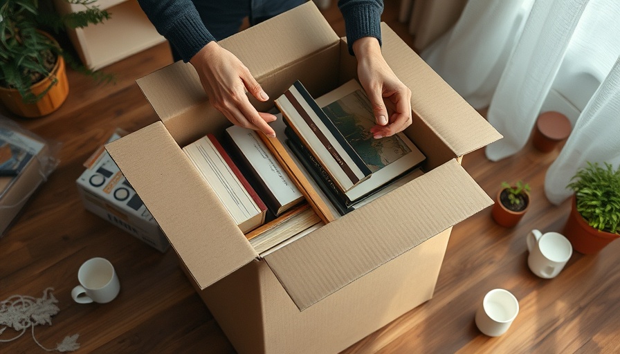 Packing books for moving with care in a cozy setting.