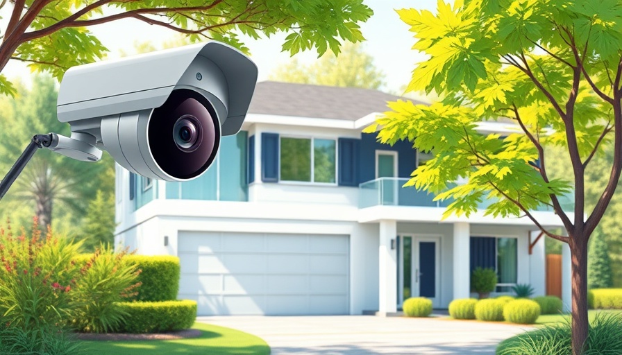 Illustrated suburban house with NVR security camera system.