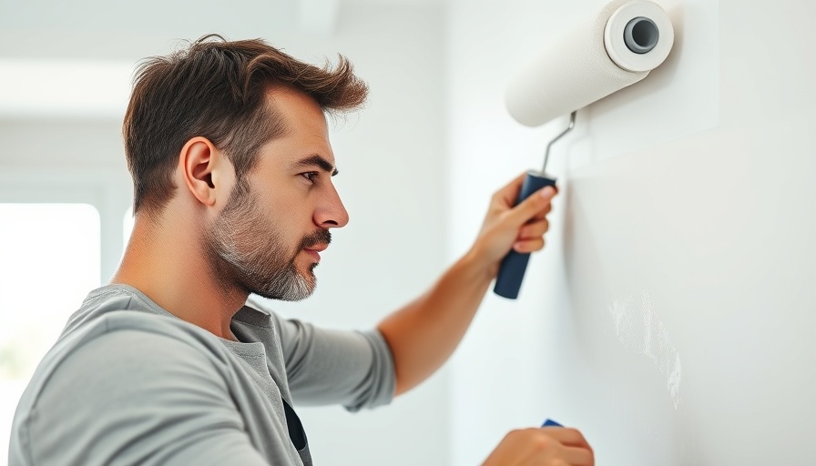 Painter repainting a wall for home selling prep.