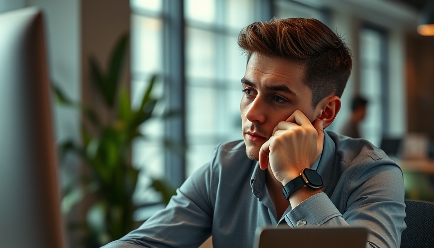 AI for small businesses: Thoughtful young man contemplating at desk