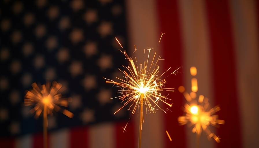 Sparklers with American flag backdrop, 4th of July party ideas.