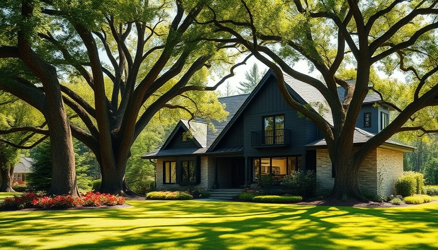 Modern suburban home under trees, highlighting real estate contingencies for buyers.