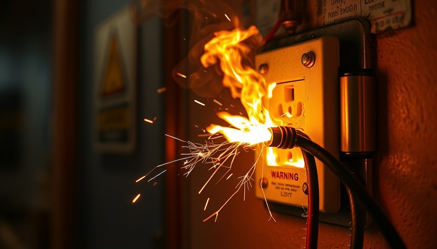 Common electrical hazards in homes: frayed wires and burning outlet.