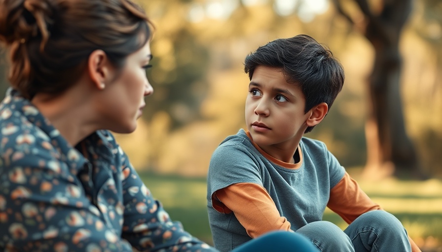 Mother and son discuss seriously in Kid Chaos Calendar context