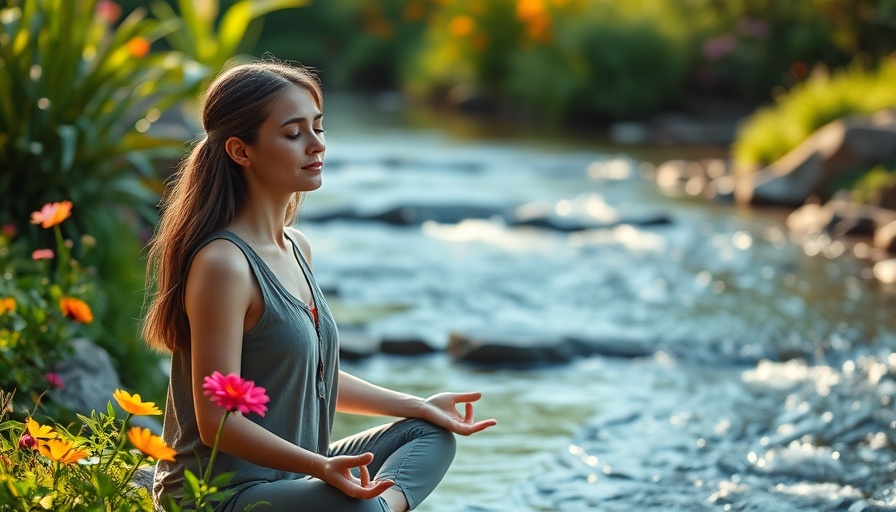 Woman meditating by stream, building willpower strategies