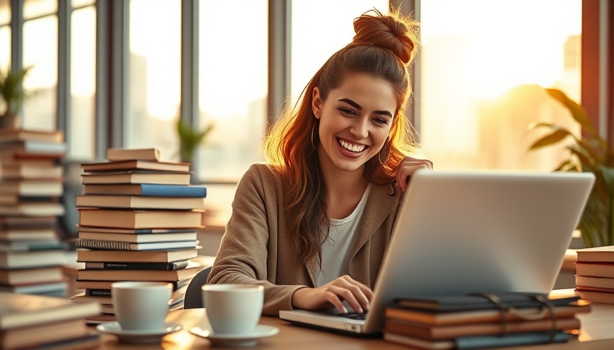 Woman embodying Nine Steps to Productivity at sunlit desk.