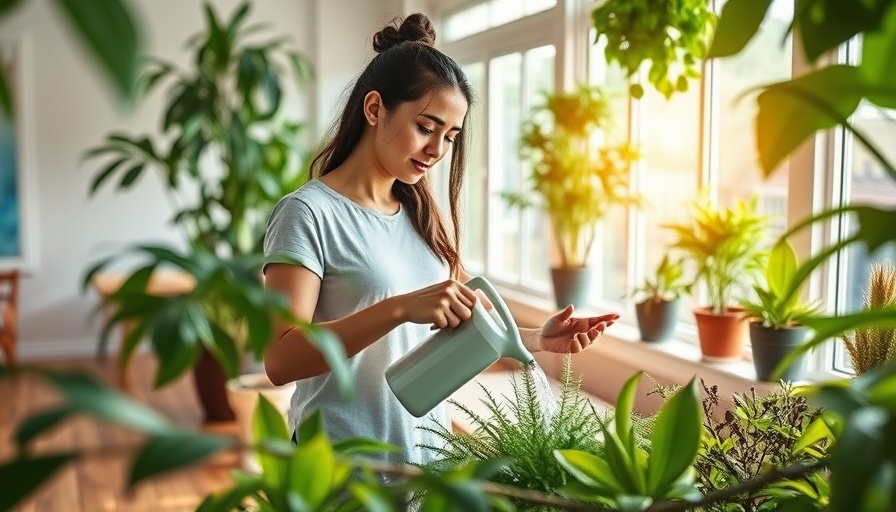 Indoor plant care scene, highlighting plants memory and communication.