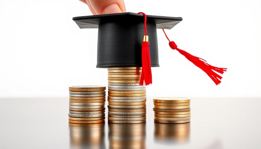 Coins stacked with a hand holding a graduation cap, illustrating student loan default prevention strategies.