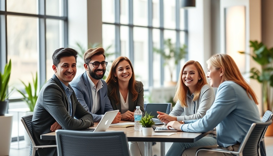 Diverse team discussing in a bright office, emphasizing Workplace Communication Framework.