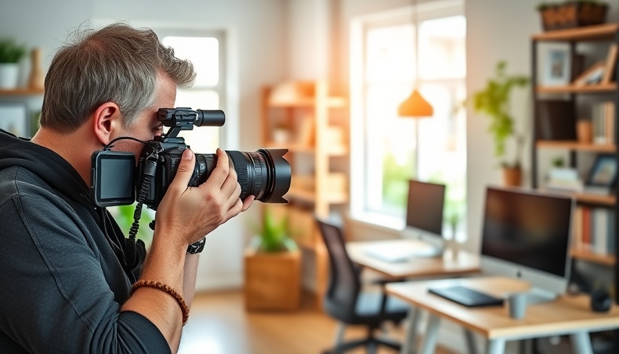 Person photographing home office for creating a home inventory.